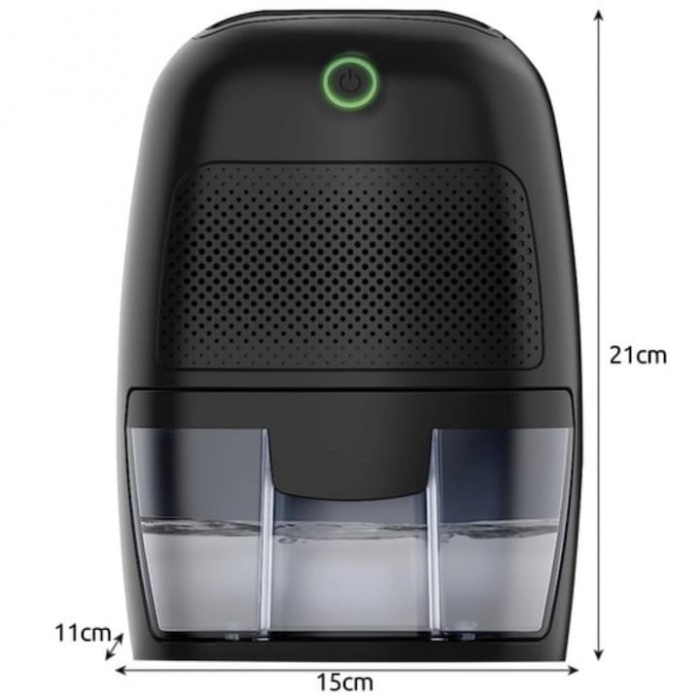 Dezumidificator pentru Casa VarioShop®, Functie de Oprire Automata, Portabil, Silentios, Capacitate Rezervor 600 ml, 48 ore, Consum Redus de Energie, 21 x 15 x 11 cm, Negru [6]