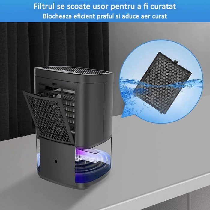 Dezumidificator pentru casa VarioShop®, rezervor 1000ml, doua moduri de lucru si 7 lumini LED colorate, cu functie de uscare si purificare a aerului, pentru dormitor, subsol, baie, bucatarie, birou, n [8]