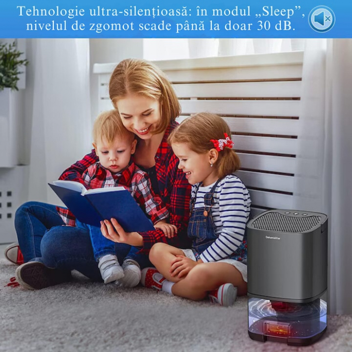 Dezumidificator pentru casa VarioShop®, rezervor 1000ml, doua moduri de lucru si 7 lumini LED colorate, cu functie de uscare si purificare a aerului, pentru dormitor, subsol, baie, bucatarie, birou, n [3]