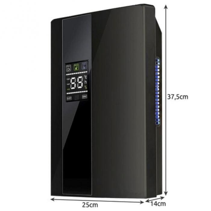Dezumidificator si Purificator de Aer VarioShop®, Afisaj Temperatura/Umiditate, Tehnologie Peltier, Silentios, Anti-Mucegai, Telecomanda, Randament 650ml/zi, Putere 90W, Negru [16]