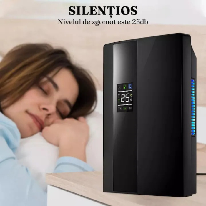 Dezumidificator si Purificator de Aer VarioShop®, Afisaj Temperatura/Umiditate, Tehnologie Peltier, Silentios, Anti-Mucegai, Telecomanda, Randament 650ml/zi, Putere 90W, Negru [6]