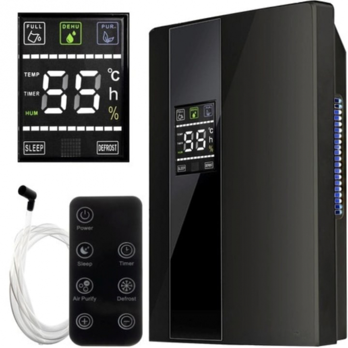 Dezumidificator si Purificator de Aer VarioShop®, Afisaj Temperatura/Umiditate, Tehnologie Peltier, Silentios, Anti-Mucegai, Telecomanda, Randament 650ml/zi, Putere 90W, Negru [14]