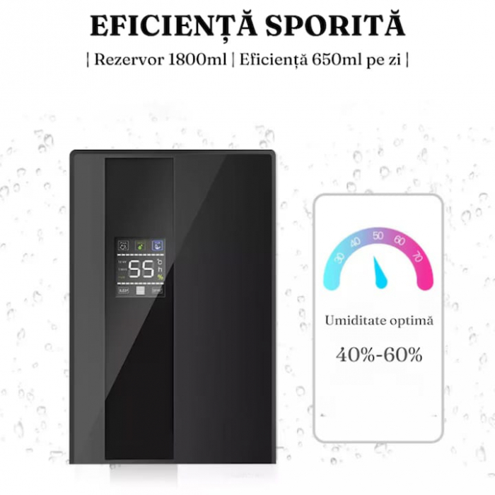 Dezumidificator si Purificator de Aer VarioShop®, Afisaj Temperatura/Umiditate, Tehnologie Peltier, Silentios, Anti-Mucegai, Telecomanda, Randament 650ml/zi, Putere 90W, Negru [8]