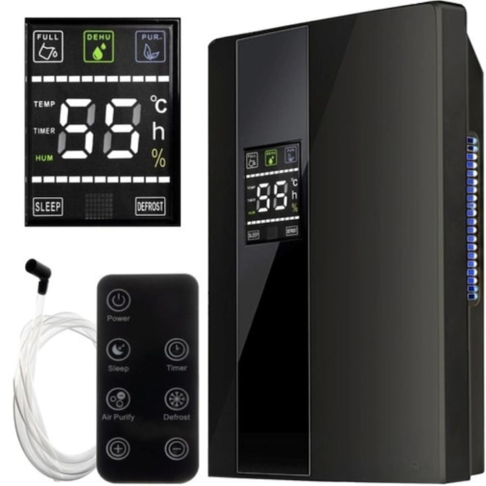 Dezumidificator si Purificator de Aer VarioShop®, Afisaj Temperatura/Umiditate, Tehnologie Peltier, Silentios, Anti-Mucegai, Telecomanda, Randament 650ml/zi, Putere 90W, Negru [8]