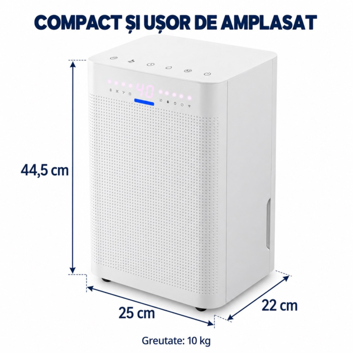 Dezumidificator VarioShop®, 12 l/zi, Wi-Fi, control prin aplicatie, incaperi pana la 25 m², umidistat, rezervor detasabil 2 l, 38 dB, portabil, functie uscare rufe, blocare pentru copii [3]