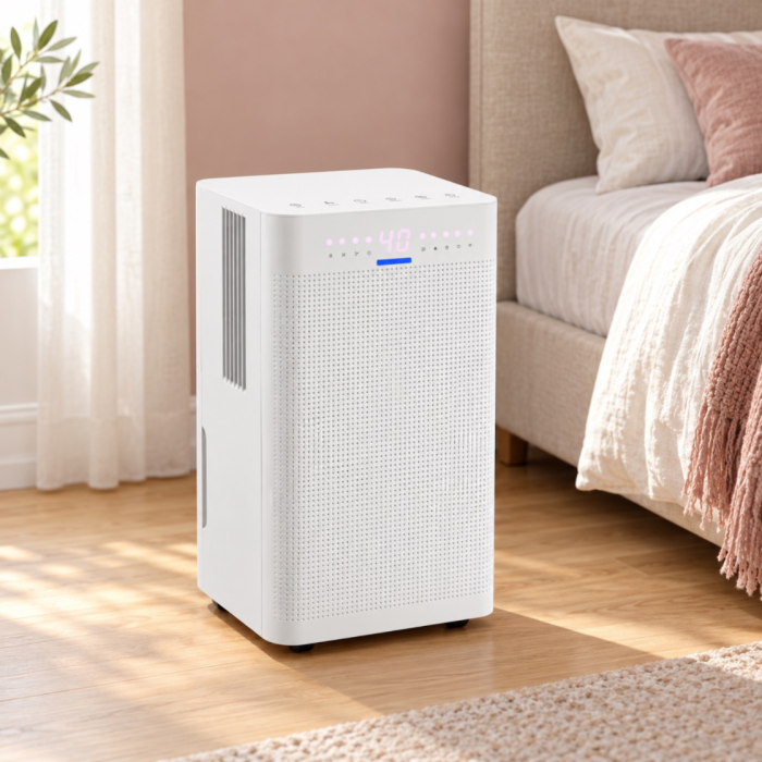 Dezumidificator VarioShop®, 12 l/zi, Wi-Fi, control prin aplicatie, incaperi pana la 25 m², umidistat, rezervor detasabil 2 l, 38 dB, portabil, functie uscare rufe, blocare pentru copii [7]