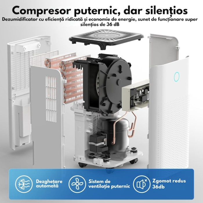 Dezumidificator VarioShop, 12L/24h, control WiFi, putere 200W, alb, 44, 5x25, 5x22cm [5]