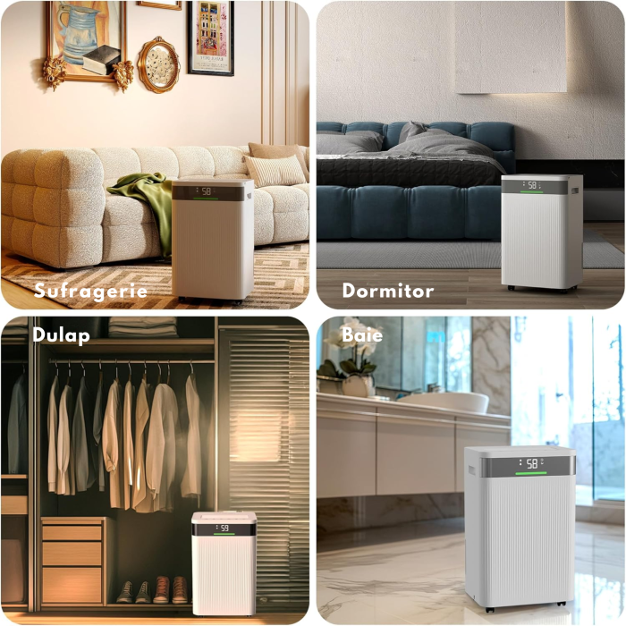 Dezumidificator VarioShop®, 20L/24h cu WiFi, Umidistat Reglabil, Temporizator 1–24h, Rezervor 4.3L, Mod Uscare Rufe, Zgomot Redus 43 dB, Drenaj Continu, Agent Ecologic R290 [8]