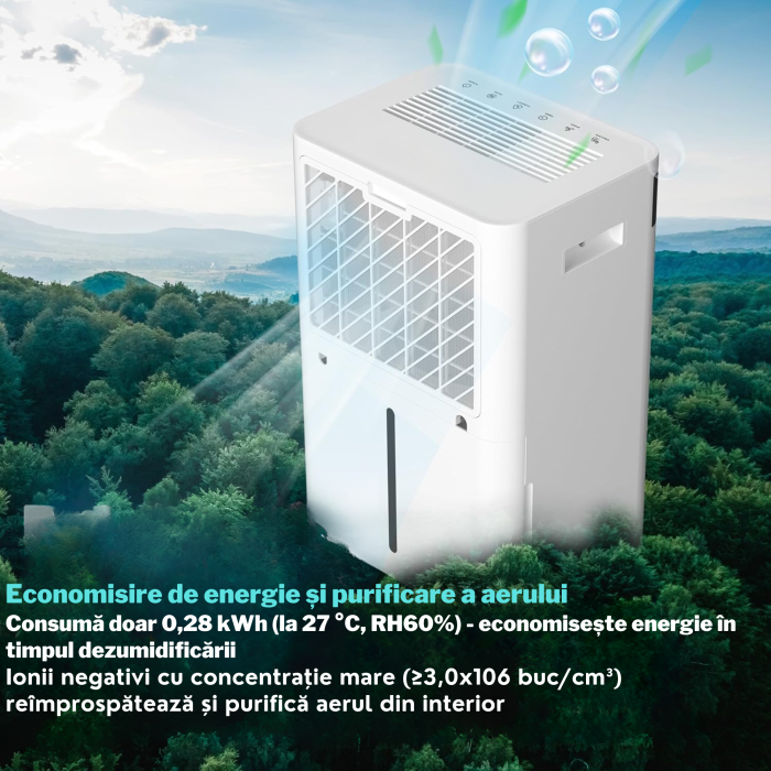 Dezumidificator VarioShop®, 20L/24h cu WiFi, Umidistat Reglabil, Temporizator 1–24h, Rezervor 4.3L, Mod Uscare Rufe, Zgomot Redus 43 dB, Drenaj Continu, Agent Ecologic R290 [5]