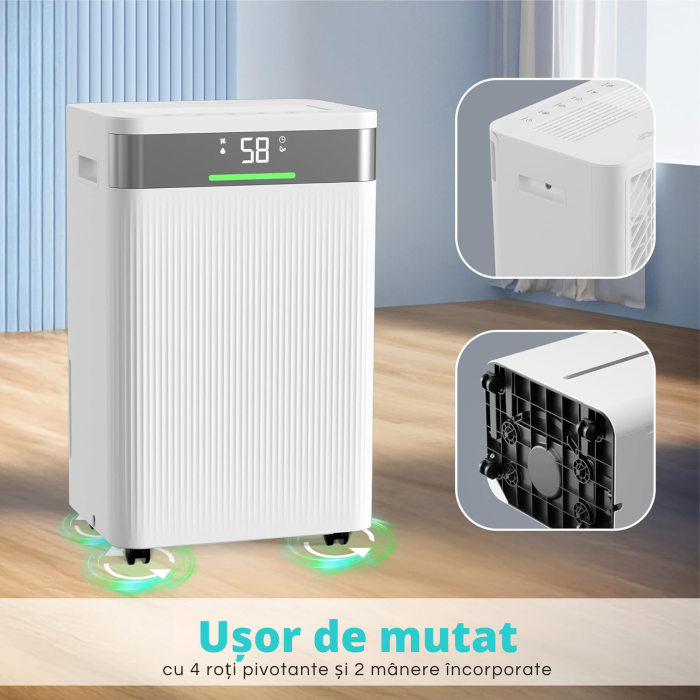 Dezumidificator VarioShop®, 20L/24h cu WiFi, Umidistat Reglabil, Temporizator 1–24h, Rezervor 4.3L, Mod Uscare Rufe, Zgomot Redus 43 dB, Drenaj Continu, Agent Ecologic R290 [2]