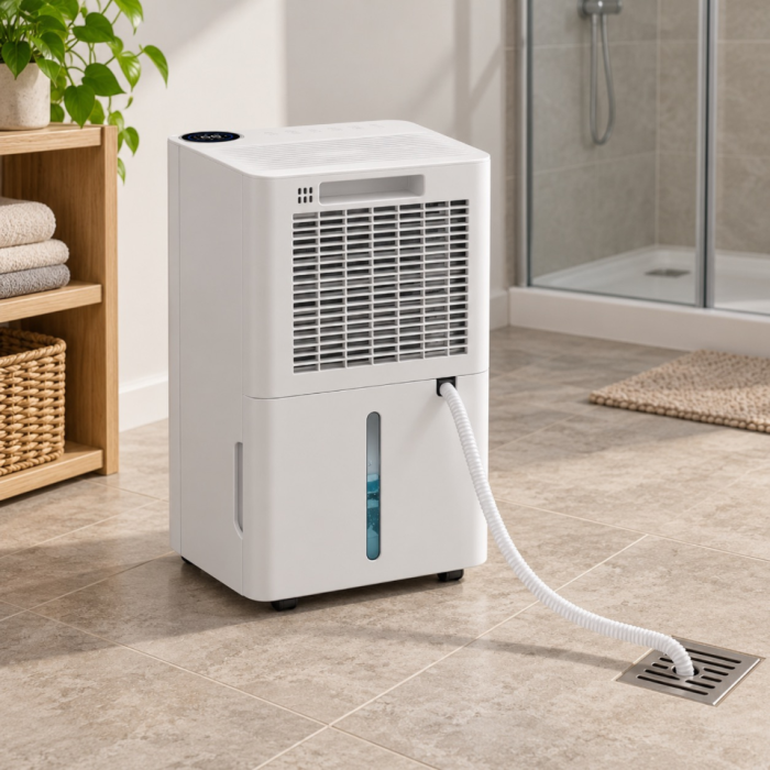 Dezumidificator VarioShop® cu Wi-Fi, 12 l/24 h, pentru camere pana la 25 m², rezervor 2 L, drenaj continuu, 38 dB, control prin aplicatie, 25 x 22 x 44.6 cm, alb [11]