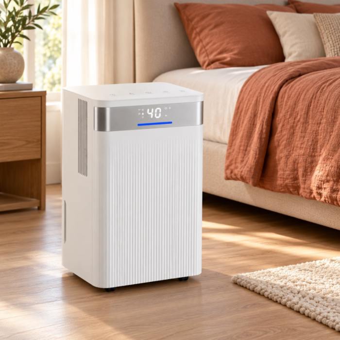 Dezumidificator VarioShop® cu Wi-Fi, control prin aplicatie, capacitate 12 l/zi, pentru camere pana la 25 m², rezervor 2 l, drenaj continuu cu furtun, silentios 38 dB, mod uscare rufe, 25 x 22 x 44.5 [10]