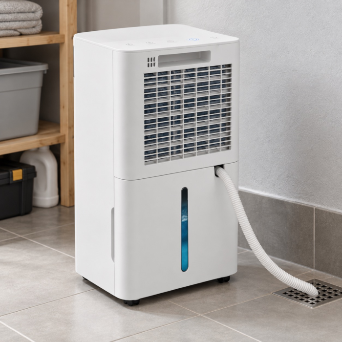 Dezumidificator VarioShop® cu Wi-Fi, control prin aplicatie, capacitate 12 l/zi, pentru camere pana la 25 m², rezervor 2 l, drenaj continuu cu furtun, silentios 38 dB, mod uscare rufe, 25 x 22 x 44.5 [9]