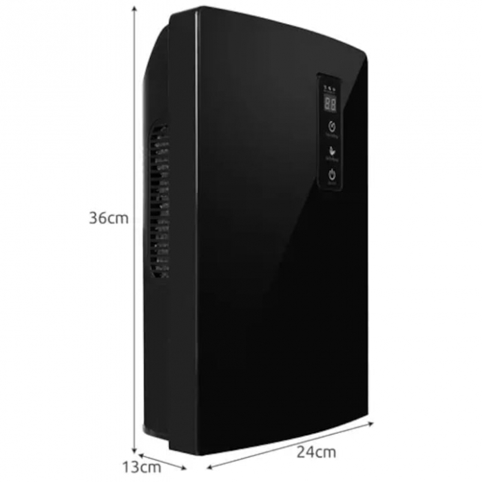 Dezumidificator VarioShop®, Functie Purificare, Higrometru si Termometru, Silentios, Rezistent la Temperaturi Scazute, Acoperire 30 mp, Rezervor 1500 ml, 65 W, 36 x 24 x 13 cm, Negru [7]