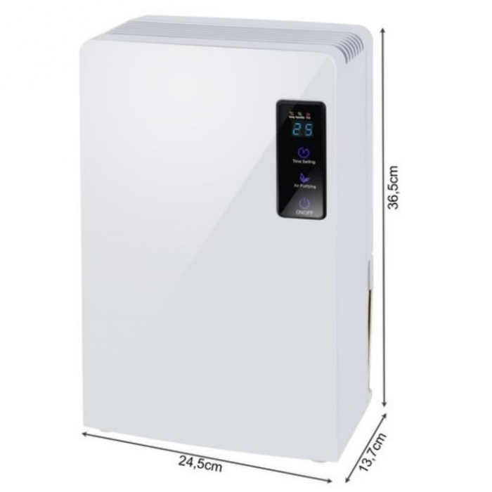 Dezumidificator VarioShop®, Functie Purificare, Higrometru si Termometru, Silentios, Rezistent la Temperaturi Scazute, Acoperire 30 mp, Rezervor 1800 ml, Furtun de Drenaj, 90 W, 36 x 24 x 13 cm, Alb [2]