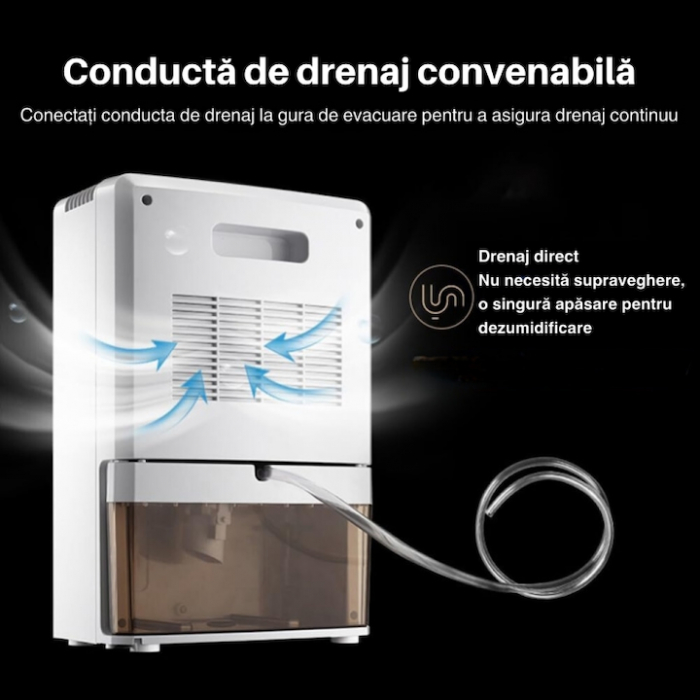 Dezumidificator VarioShop®, Functie Purificare, Higrometru si Termometru, Silentios, Rezistent la Temperaturi Scazute, Acoperire 30 mp, Rezervor 1800 ml, Furtun de Drenaj, 90 W, 36 x 24 x 13 cm, Alb [13]