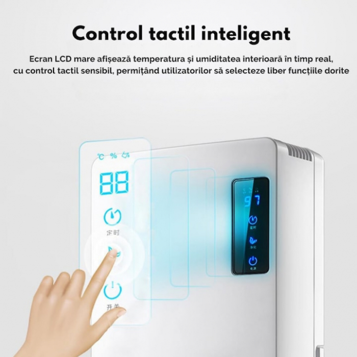 Dezumidificator VarioShop®, Functie Purificare, Higrometru si Termometru, Silentios, Rezistent la Temperaturi Scazute, Acoperire 30 mp, Rezervor 1800 ml, Furtun de Drenaj, 90 W, 36 x 24 x 13 cm, Alb [16]
