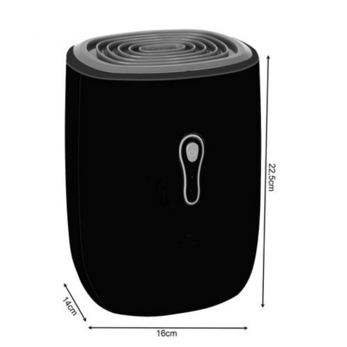 Dezumidificator VarioShop®, silentios, consum redus de energie, furtun pentru scurgerea apei, tehnologia Peltier, 300 ml /zi, capacitate rezervor 800 ml, 22.5 W, 22.5 x 16 x 14 cm, Negru [6]
