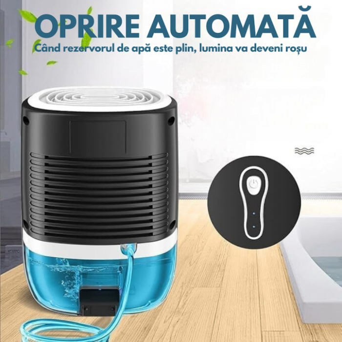 Dezumidificator VarioShop®, silentios, consum redus de energie, furtun pentru scurgerea apei, tehnologia Peltier, 300 ml /zi, capacitate rezervor 800 ml, 22.5 W, 22.5 x 16 x 14 cm, Negru [3]