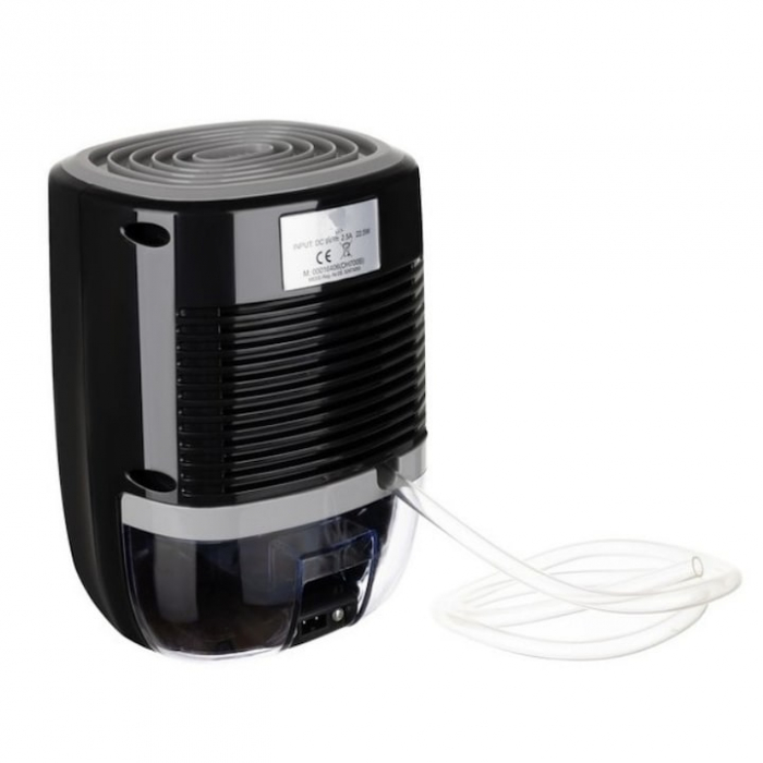 Dezumidificator VarioShop®, silentios, consum redus de energie, furtun pentru scurgerea apei, tehnologia Peltier, 300 ml /zi, capacitate rezervor 800 ml, 22.5 W, 22.5 x 16 x 14 cm, Negru [15]