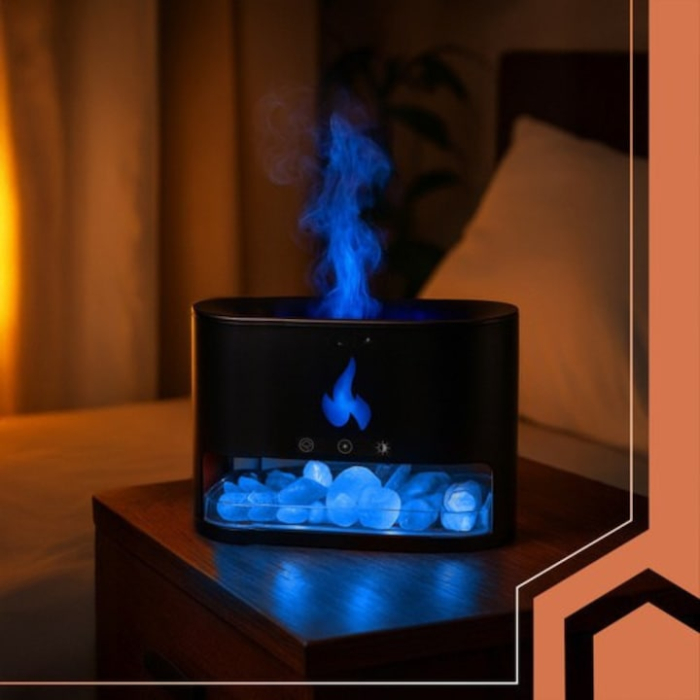Difuzor aromaterapie 3 in 1 VarioShop®, cu efect semineu LED, umidificator, aromaterapie uleiuri esentiale, temporizator 1/3/6h, rezervor 250 ml, iluminare RGB, consum 10W, negru [6]