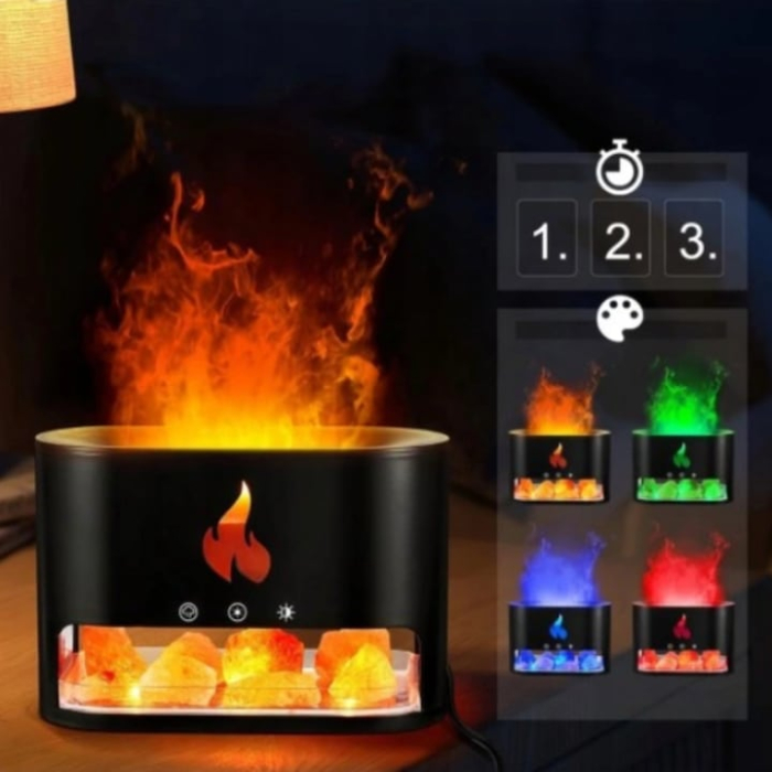 Difuzor aromaterapie 3 in 1 VarioShop®, cu efect semineu LED, umidificator, aromaterapie uleiuri esentiale, temporizator 1/3/6h, rezervor 250 ml, iluminare RGB, consum 10W, negru [8]