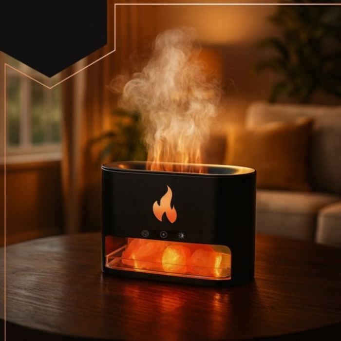 Difuzor aromaterapie 3 in 1 VarioShop®, cu efect semineu LED, umidificator, aromaterapie uleiuri esentiale, temporizator 1/3/6h, rezervor 250 ml, iluminare RGB, consum 10W, negru [11]