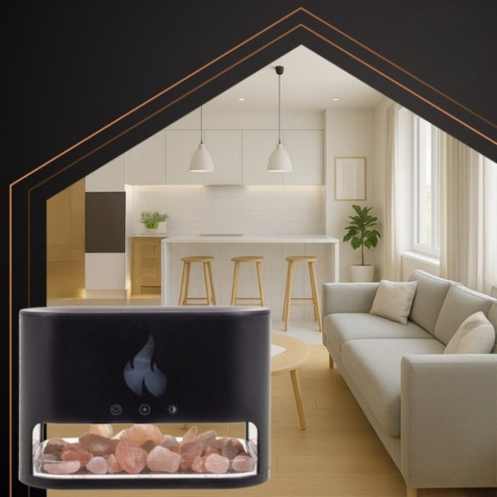 Difuzor aromaterapie 3 in 1 VarioShop®, cu efect semineu LED, umidificator, aromaterapie uleiuri esentiale, temporizator 1/3/6h, rezervor 250 ml, iluminare RGB, consum 10W, negru [12]