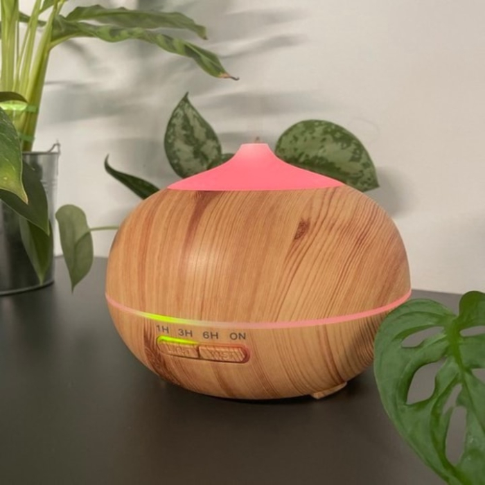 Difuzor de aroma si umidificator cu ultrasunete VarioShop®, ionizator, lampa LED si telecomanda, 400 ml, aromaterapie cu 3 uleiuri incluse, temporizator, functionare silentioasa, Crem [8]