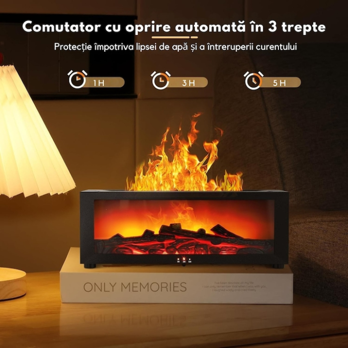 Difuzor de aromaterapie, VarioShop, 150 ml, efect semineu LED, umidificator, negru, 26x10x9.5cm [6]