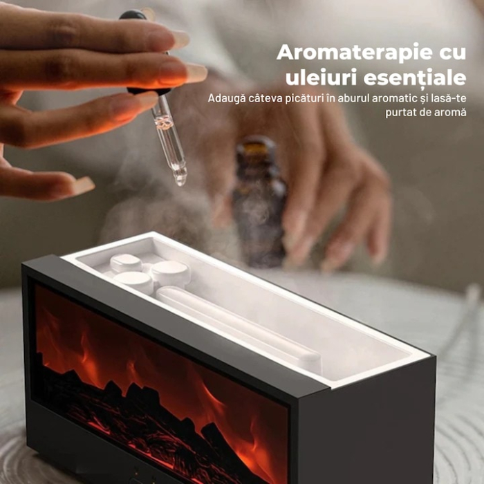 Difuzor de aromaterapie, VarioShop, 150 ml, efect semineu LED, umidificator, negru, 26x10x9.5cm [5]