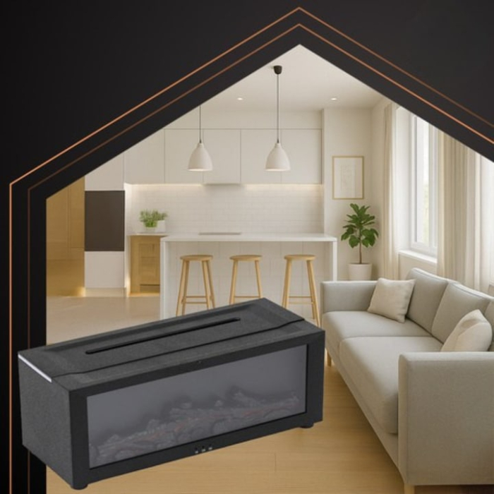 Difuzor de aromaterapie, VarioShop, 150 ml, efect semineu LED, umidificator, negru, 26x10x9.5cm [15]