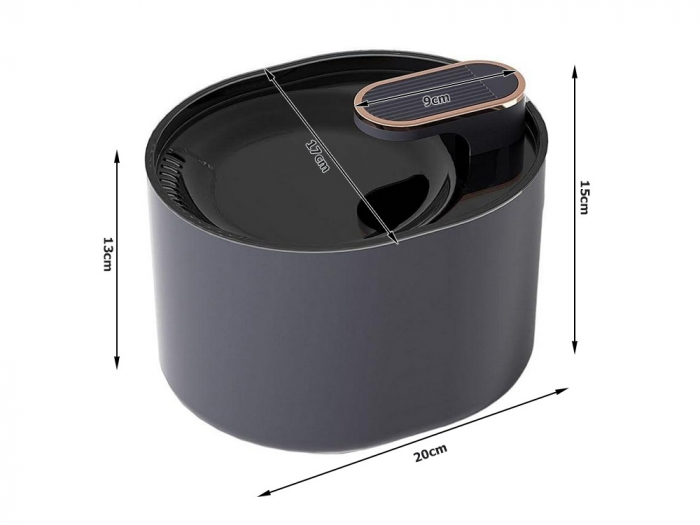Dispenser automat de apa VarioShop®, tip fantana pentru pisici si caini, cu purificare si filtrare prin carbune activ, ultra-silentios, 3L, adaptor priza, Negru [22]