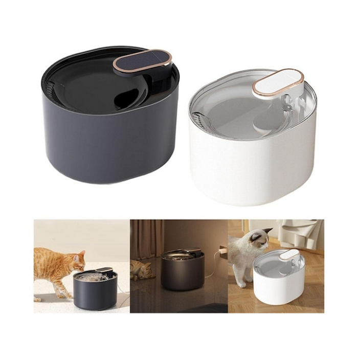 Dispenser automat de apa VarioShop®, tip fantana pentru pisici si caini, cu purificare si filtrare prin carbune activ, ultra-silentios, led luminos, 3L, adaptor priza, Alb [17]
