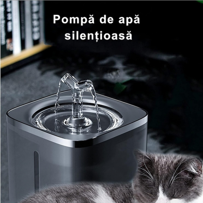 Dispenser automat de apa VarioShop®, tip fantana pentru pisici si caini, cu purificare si filtrare, ultra-silentios, curatare rapida, 2L, autonomie pana la 5 zile, adaptor priza, Gri inchis [6]