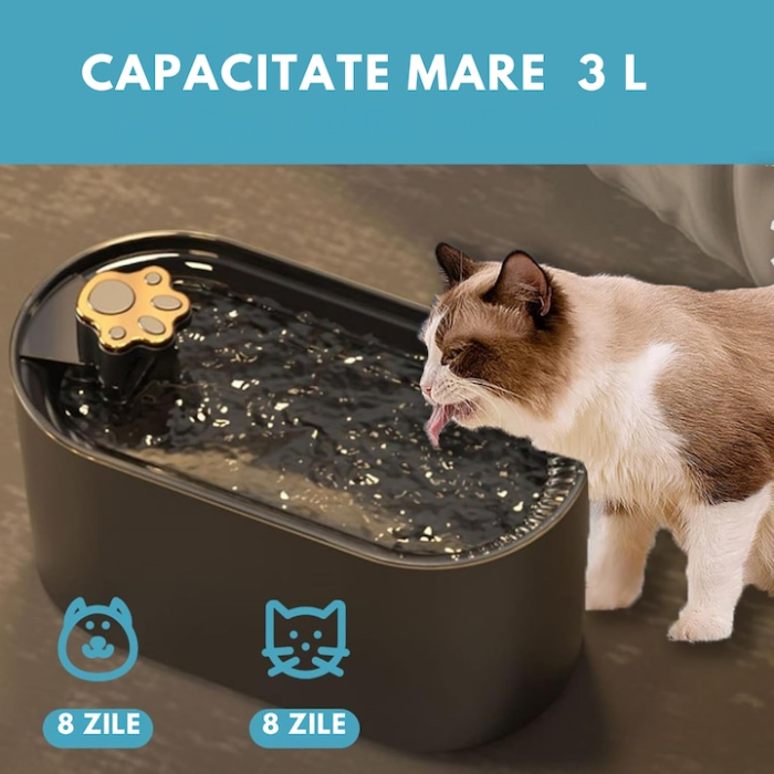 Dispenser automat de apa VarioShop®, tip fantana, pentru pisici si caini, ultra-silentios, curatare rapida, 3 L, autonomie pana la 8 zile, 25 x 13 x 13 cm, Gri inchis [8]