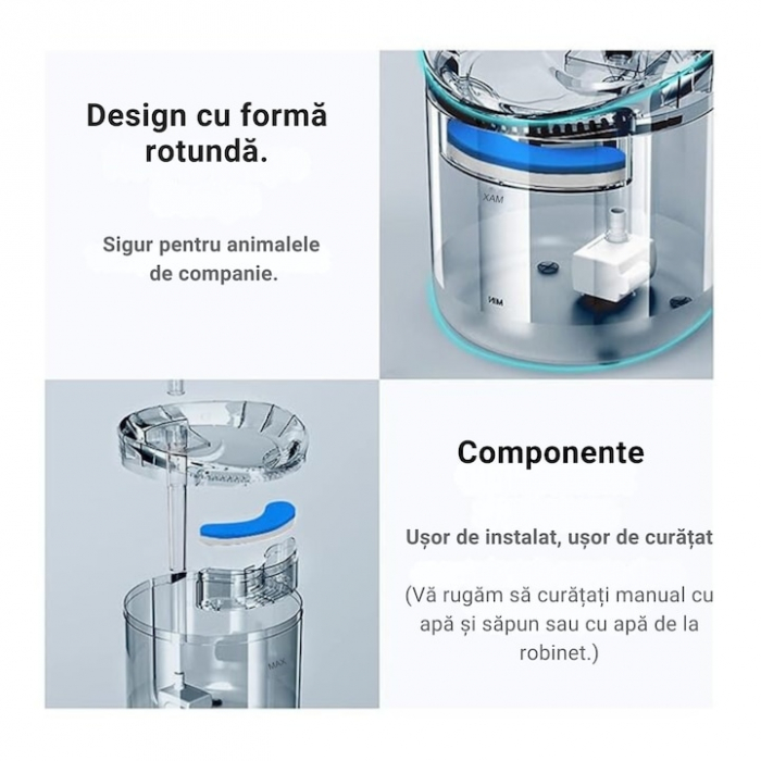 Dispenser de apa automat pentru caini si pisici VarioShop® pentru hidratarea optima a animalelor de companie, cu design adaptabil si capacitate extinsa, senzor infrarosu, purificare apa, ultra-silenti [5]