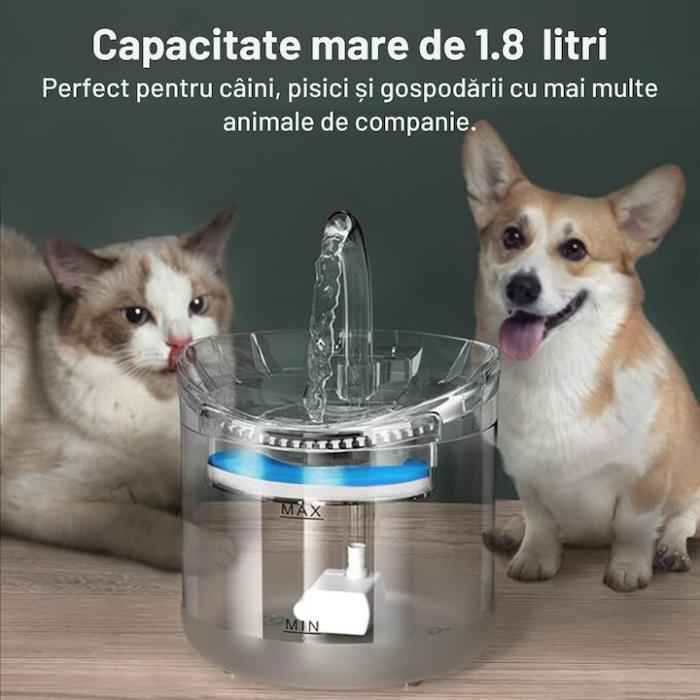 Dispenser de apa automat pentru caini si pisici VarioShop® pentru hidratarea optima a animalelor de companie, cu design adaptabil si capacitate extinsa, senzor infrarosu, purificare apa, ultra-silenti [8]