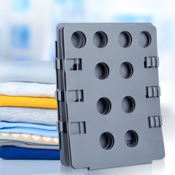 Dispozitiv pentru impaturit haine VarioShop®, pentru camasi, tricouri, pulovere, versatil, utilizare usoara, usor de depozitat, 60 x 70 cm, Gri [3]