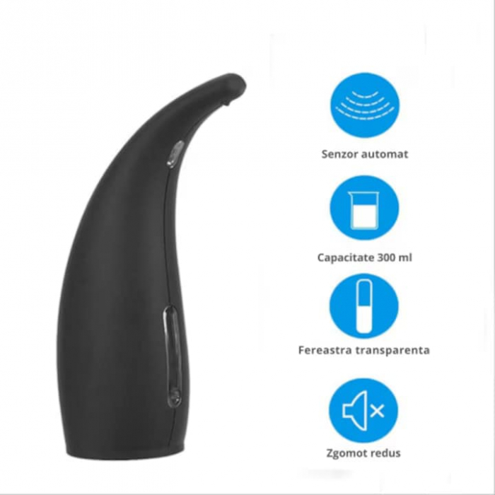 Dozator automat cu senzor pentru sapun lichid VarioShop®, rezistent la apa IPX7, capacitate 300 ml, dimensiuni, 22 x 14 x 7 cm, Negru [19]
