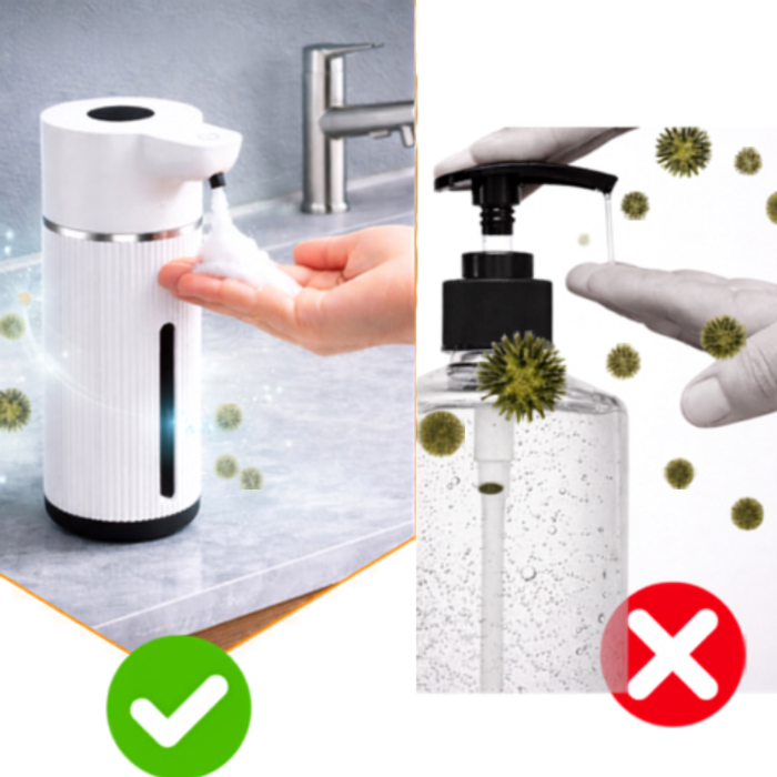 Dozator automat de sapun VarioShop®, 420 ml, senzor infrarosu fara atingere, afisaj LED, 4 niveluri dozare, acumulator 1200 mAh, incarcare USB-C, IPX5, alb [5]