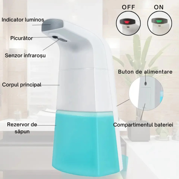 Dozator automat pentru sapun VarioShop, cu senzor de miscare, 300 ml, alb [2]