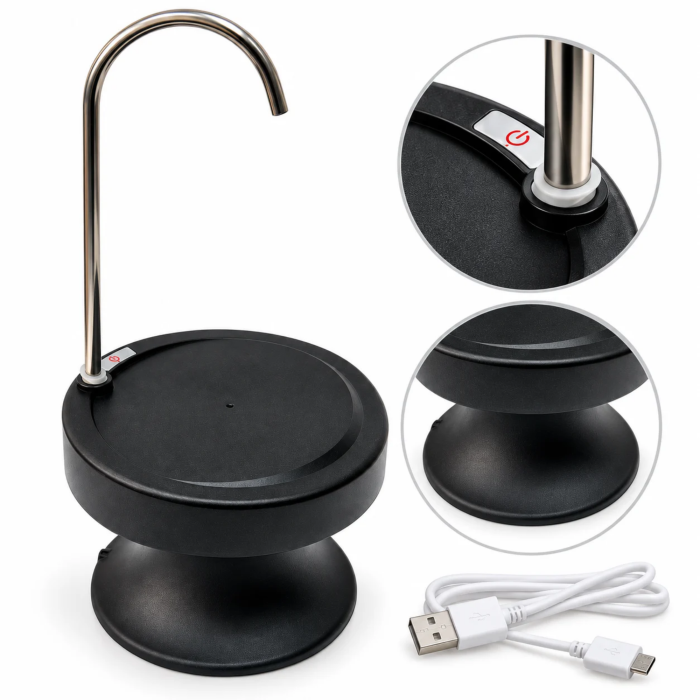 Dozator electric de apa VarioShop®, cu pompa automata, incarcare USB, baterie 1200 mAh, suport pentru pahar, inaltime 39 cm, negru [6]