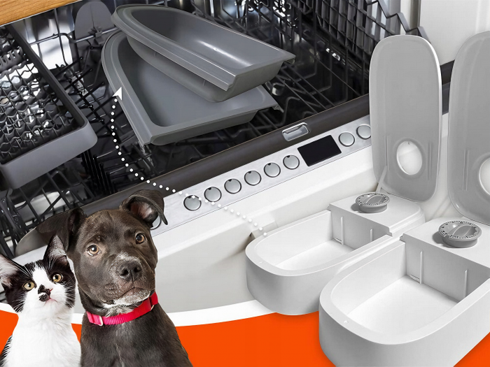 Dozator inteligent VarioShop® pentru animale de companie cu 2 camere din ABS, pentru hrana umeda sau uscata, temporizator de la 1 ora la 48 de ore, 28.5x24x7.5cm, Gri [14]