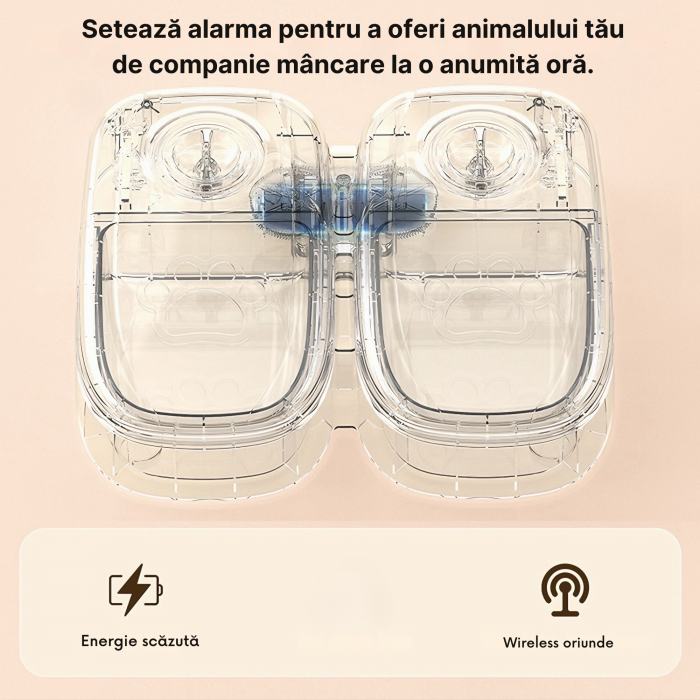 Dozator inteligent VarioShop® pentru animale de companie cu 2 camere din ABS, pentru hrana umeda sau uscata, temporizator de la 1 ora la 48 de ore, 28.5x24x7.5cm, Gri [29]