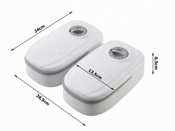 Dozator inteligent VarioShop® pentru animale de companie cu 2 camere din ABS, pentru hrana umeda sau uscata, temporizator de la 1 ora la 48 de ore, 28.5x24x7.5cm, Gri [24]