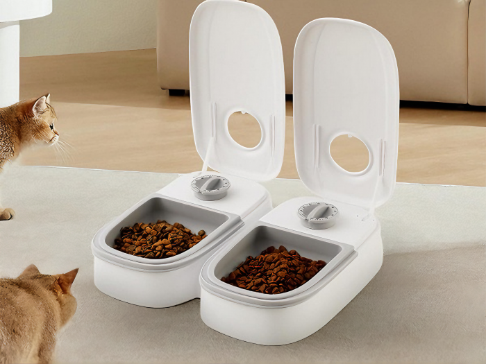 Dozator inteligent VarioShop® pentru animale de companie cu 2 camere din ABS, pentru hrana umeda sau uscata, temporizator de la 1 ora la 48 de ore, 28.5x24x7.5cm, Gri [11]