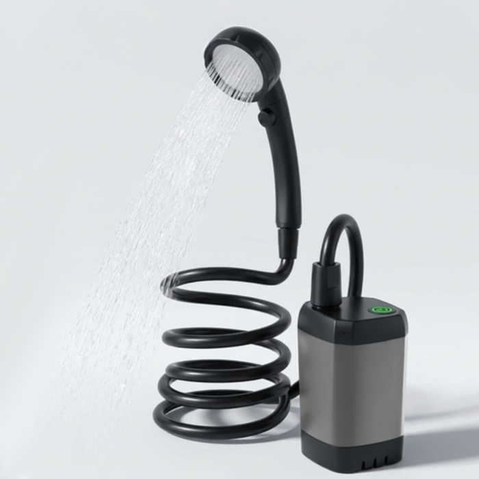 Dus portabil de camping VarioShop®, reincarcabil USB 6000mAh, pompa apa cu baterie, furtun 2m, afisaj LCD, utilizare outdoor camping si drumetii [9]