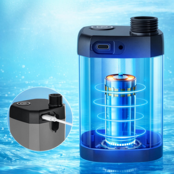Dus portabil de camping VarioShop®, reincarcabil USB 6000mAh, pompa apa cu baterie, furtun 2m, afisaj LCD, utilizare outdoor camping si drumetii [4]