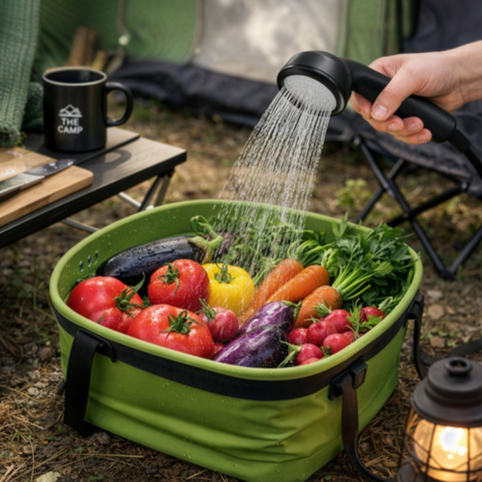 Dus portabil de camping VarioShop®, reincarcabil USB 6000mAh, pompa apa cu baterie, furtun 2m, afisaj LCD, utilizare outdoor camping si drumetii [10]